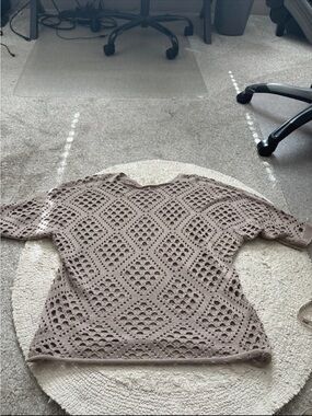 Tan crochet sweater
